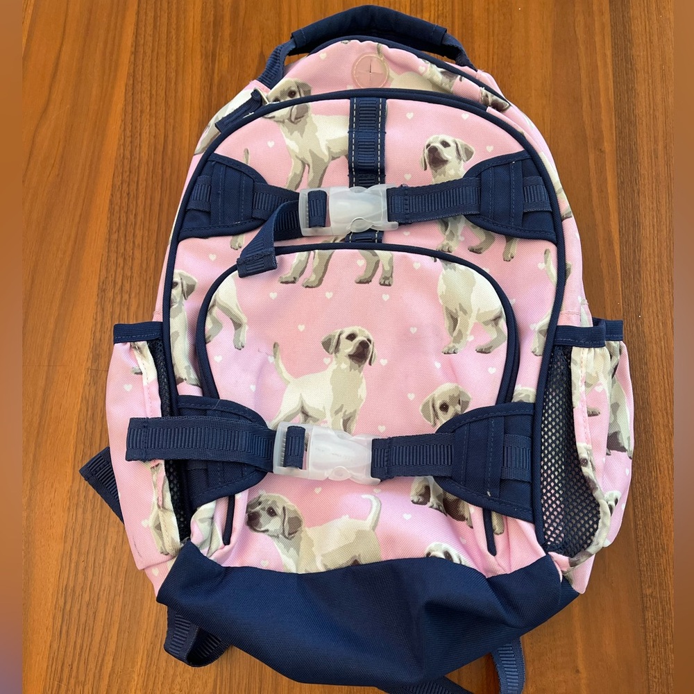 Pottery Barn Kids Mackenzie Pink and Navy Dog Backpack
